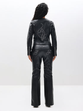 Low Rise Zip Front Faux Leather Moto Pant