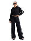 Wide Leg Jogger With Rhinestone Trim