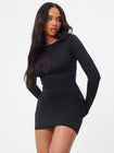 Long Sleeve Mini Dress With Lace Up Back Detail