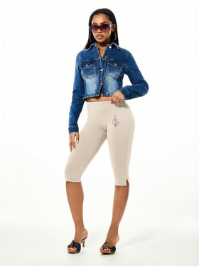 Stretch Jersey Capri with Back Print