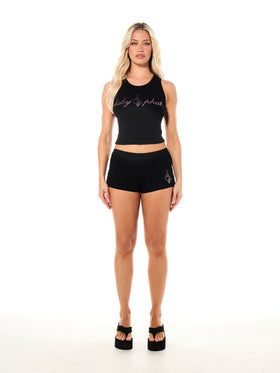 Two Piece Rhinestone Logo Tank and Shorts Set
