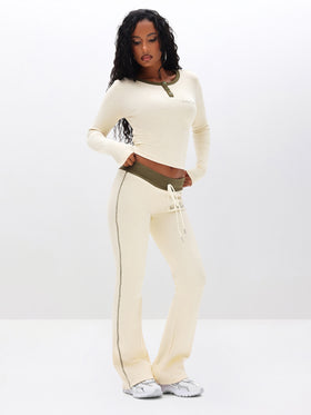 Contrast Trim Bootcut Pant