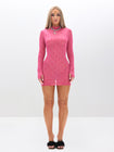 Mesh Long Sleeve Mini Dress