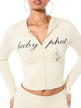 Stretch Jersey Hooded Long Sleeve Zip Up