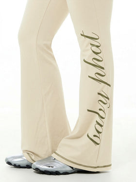 Pull On Flare Legging with Contrast Stitching and Logo
