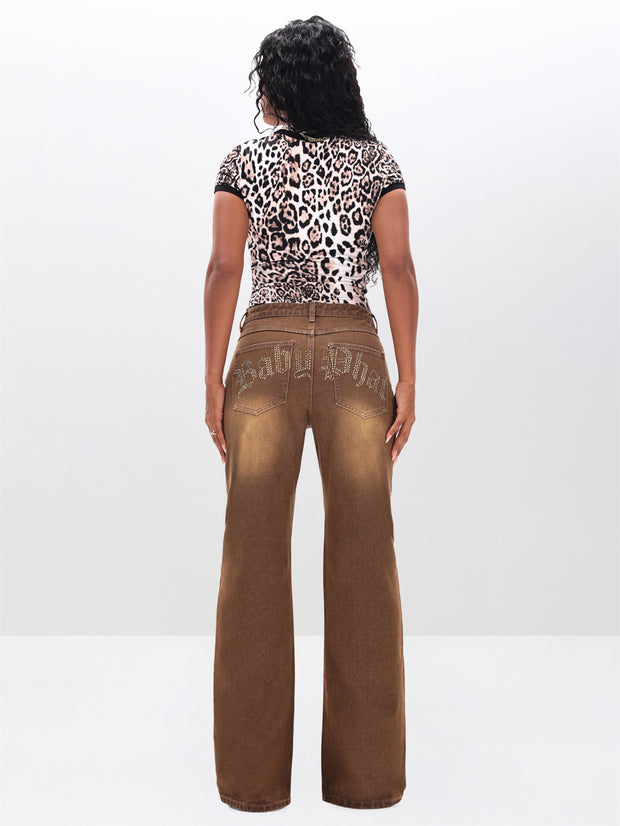 Animal Print Ringer Baby Tee