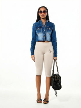 Stretch Jersey Capri with Back Print