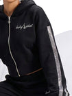 Cropped Hoodie With Rhinestone Trim