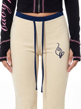 Flare Legging with Contrast Waistband and Drawstring