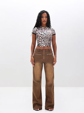 Bootcut Flare Jeans With Rhinestones
