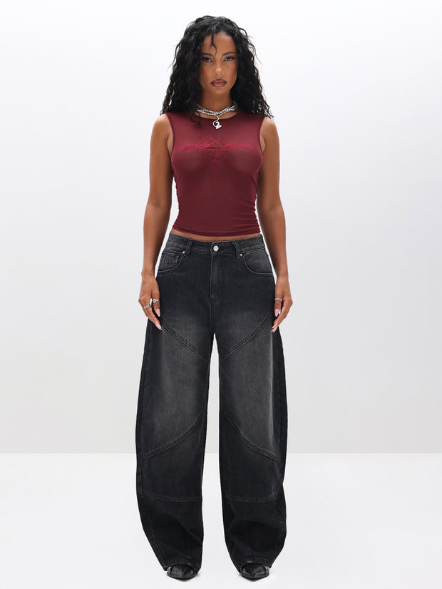 Sleeveless Sheer Mesh Top