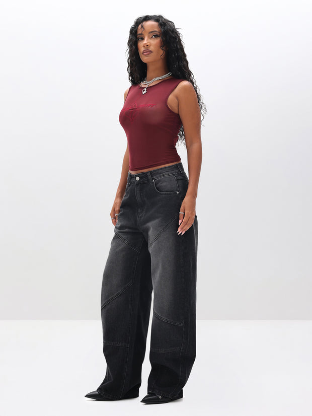 Sleeveless Sheer Mesh Top