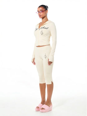 Stretch Jersey Hooded Long Sleeve Zip Up