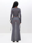 Ruched Mesh Maxi Skirt with Rhinestone