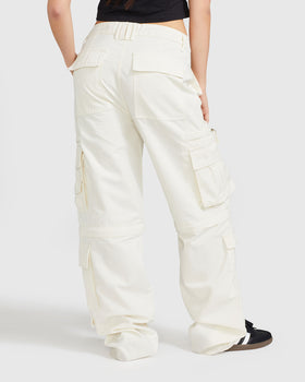 Transformer Boyfriend Pant, rear view of full-length cream cargo fit, back view