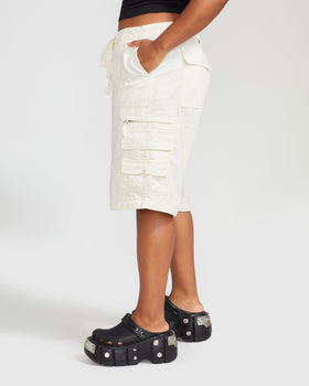 Transformer Boyfriend Pant, side profile in knee-length short mode, side view