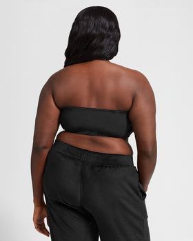 Essential Logo Bandeau, smooth strapless back in velour, back view