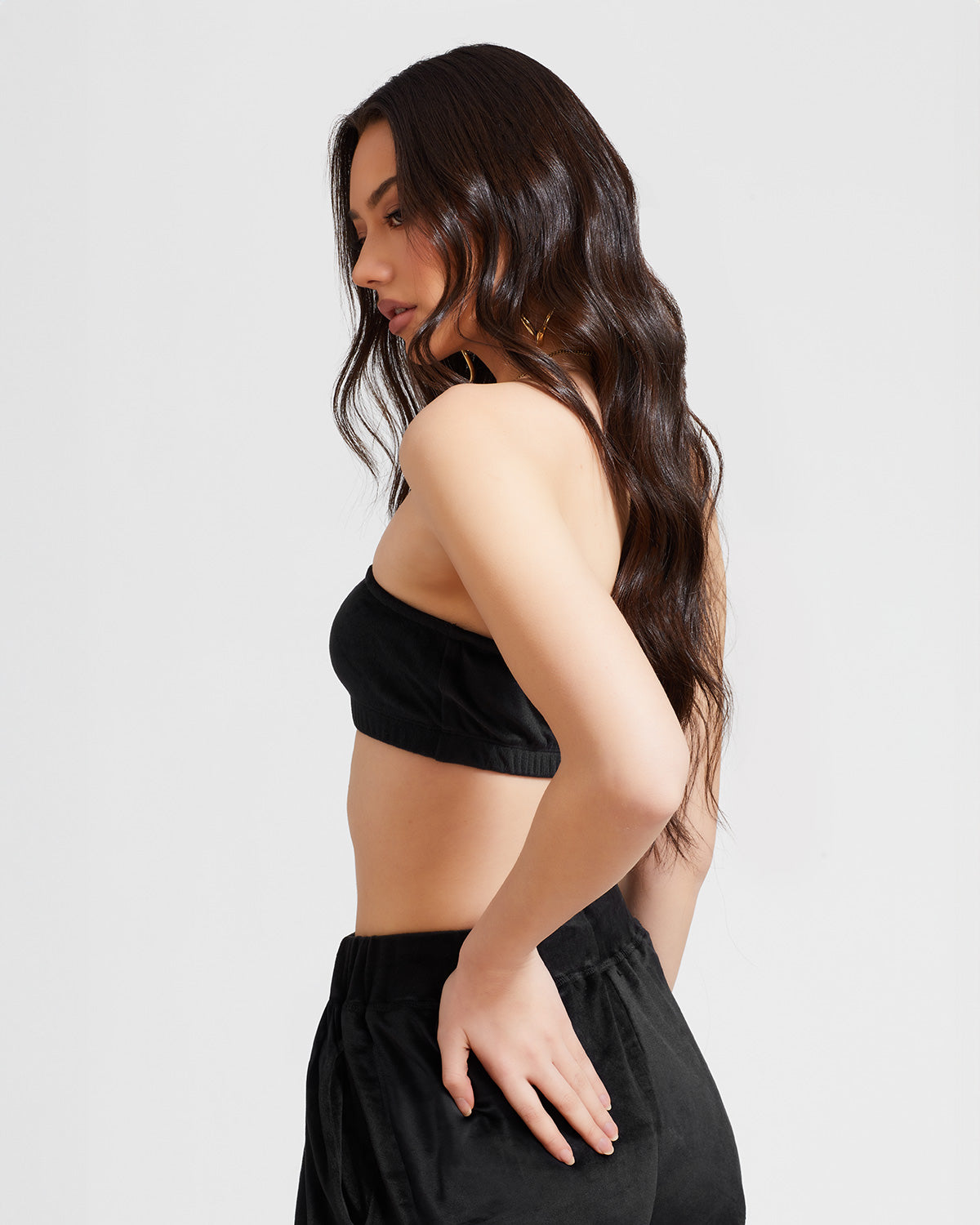 Essential Logo Bandeau in Black Velour | Baby Phat | Baby Phat