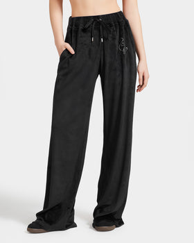 Essential Wide Leg Track Pant, smooth velour back panel, back view