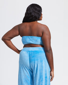 Essential Logo Bandeau, back strapless panel in velour, back view