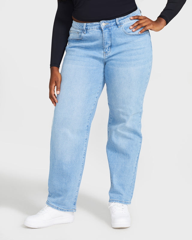 The Baggy Jean, light wash relaxed straight leg, front view