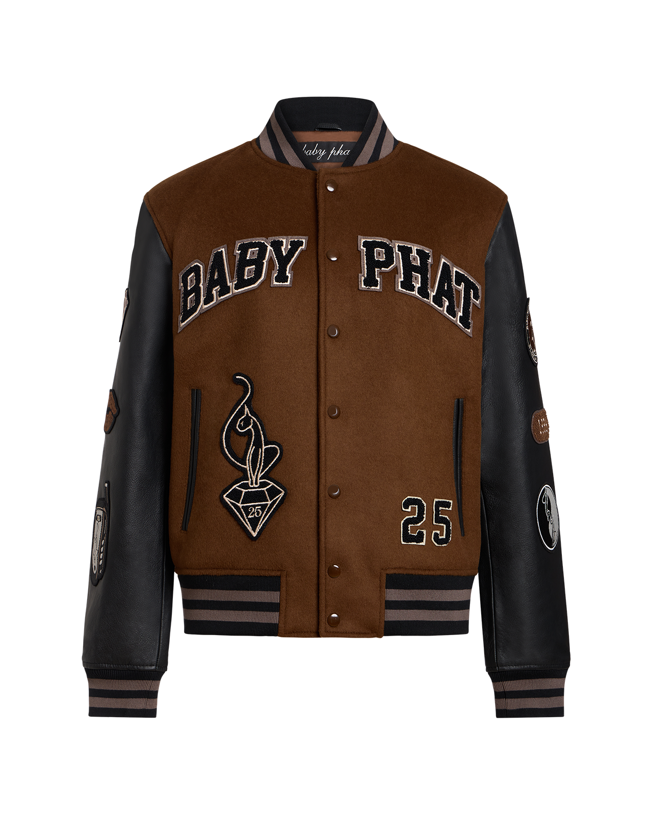 Anniversary Varsity Jacket in Brown | Baby Phat | Baby Phat