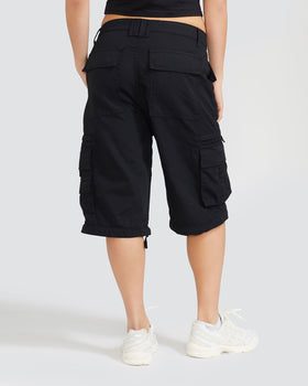 Transformer Boyfriend Pant, back profile in knee-length short mode, back view