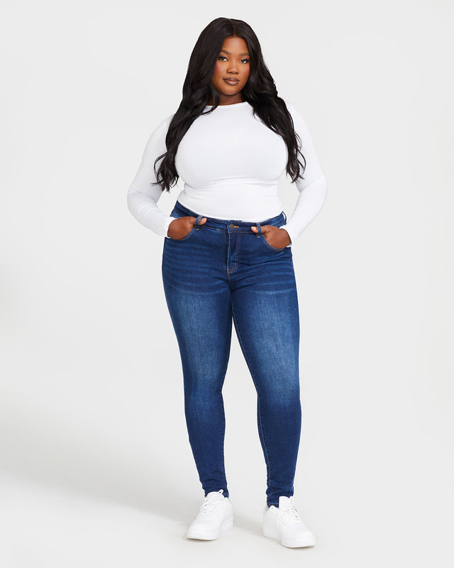The Skinny Jean, dark wash and sculpted fit, front full-body view