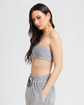Essential Logo Bandeau, clean side profile in velour, side view