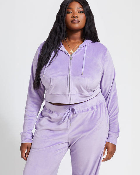 Essential Zip Up Track Jacket in Lavender Velour | Baby Phat