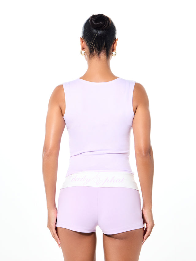 Notch Neck Tank Top with Contrast Logo