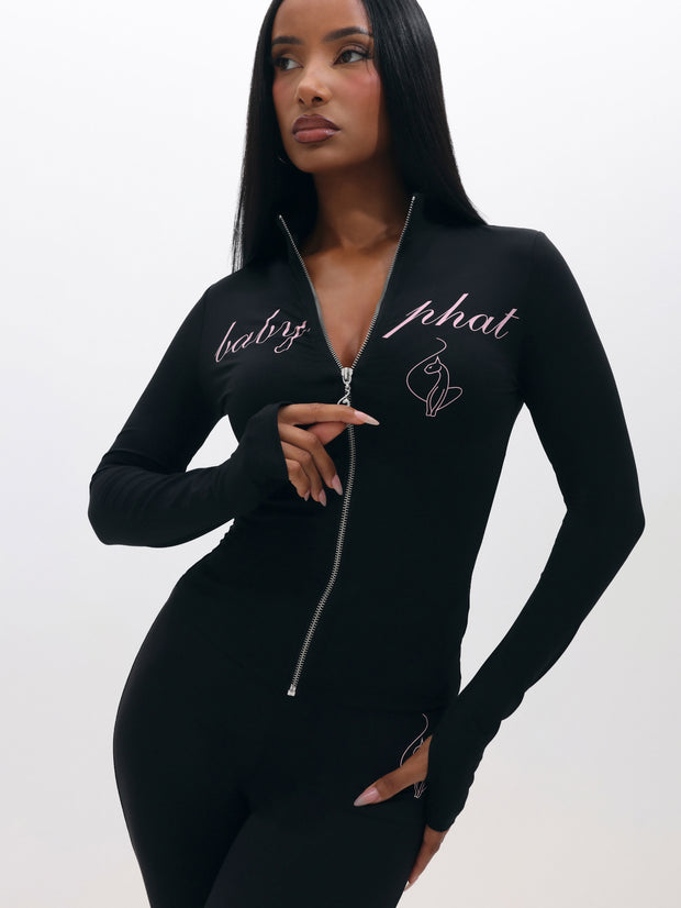 Long Sleeve High Neck Zip Up Top