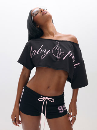 One Shoulder Cropped Sweat Top