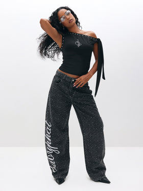 Tie Detail One Shoulder Top