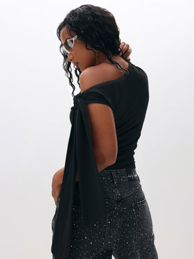 Tie Detail One Shoulder Top