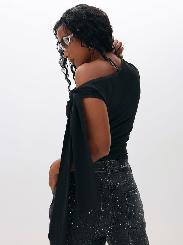 Tie Detail One Shoulder Top