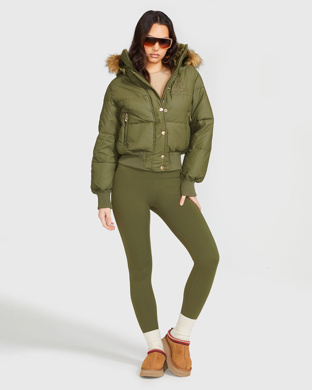 Women's Olive Puffer Jacket | Baby Phat | Baby Phat
