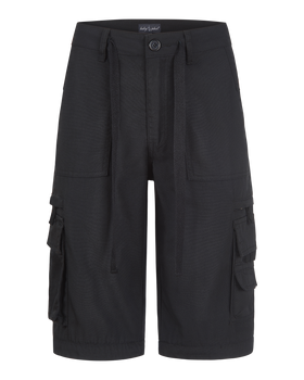 Transformer Boyfriend Pant, short-length black transformer cargo product image, flat lay
