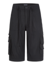 Transformer boyfriend pant in black features cargo pockets throughout. Pants feature zipper to transform pants into shorts. 