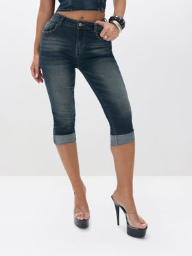 Stretch Denim Capri Jeans