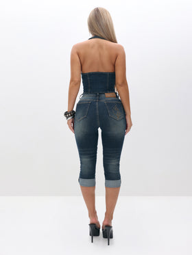 Stretch Denim Capri Jeans