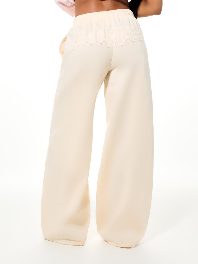 Baggy Sweatpants with Gothic Applique, tonal gothic applique across back, back view