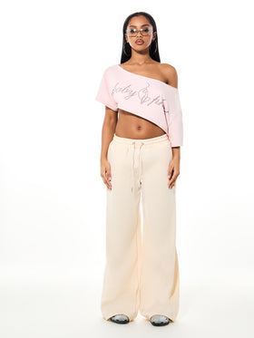 Baggy Sweatpants with Gothic Appliqué