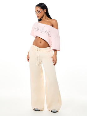 Baggy Sweatpants with Gothic Appliqué